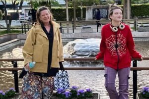 Tricia Hutton and son Ronan in Japan