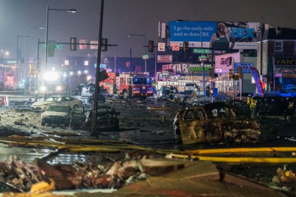 PHILADELPHIA, UNITED STATES - JANUARY 31: A view of the wreckage from a small plane after it crashed in a residential area in the US city of Philadelphia on January 31, 2025. (Photo by Thomas Hengge/Anadolu via Getty Images)