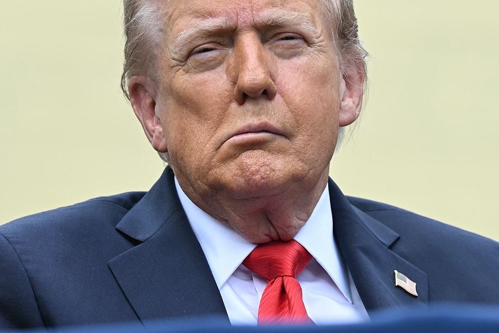 US President Donald Trump attends a 9/11 observance ceremony at the National 9/11 Pentagon Memorial in Washington, DC on September 11, 2025.
